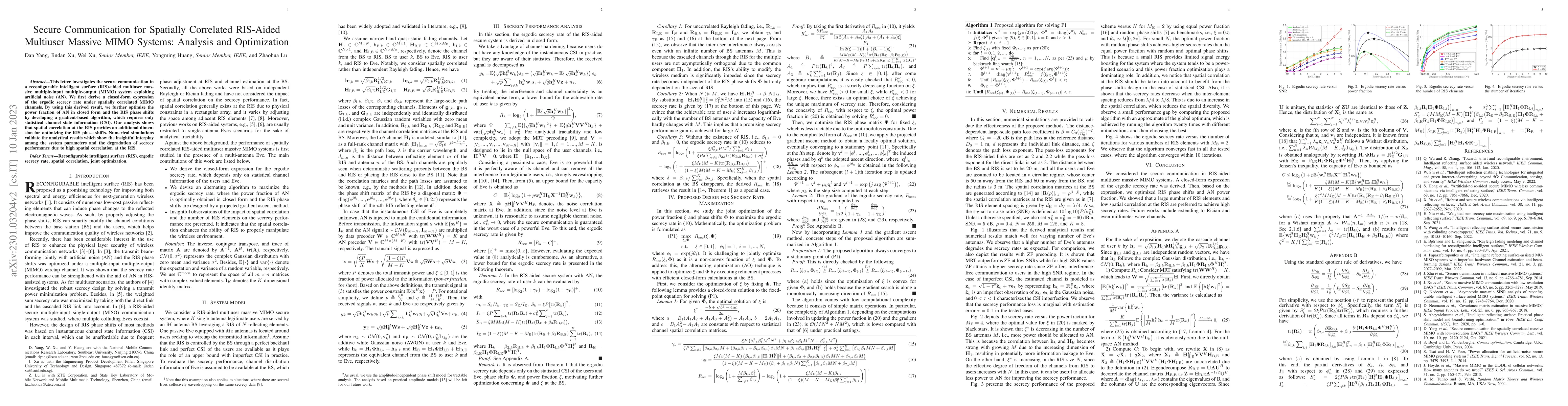 Thumbnail for Secure Communication for Spatially Correlated RIS-Aided Multiuser
  Massive MIMO Systems: Analysis and Optimization