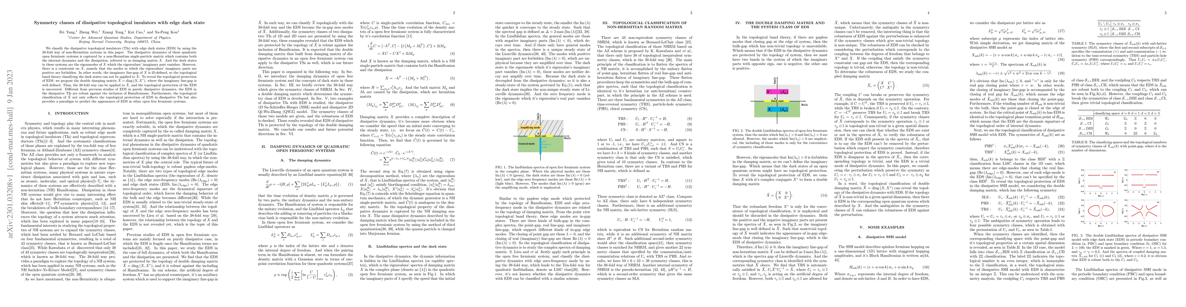 Thumbnail for Symmetry classes of dissipative topological insulators with edge dark
  state