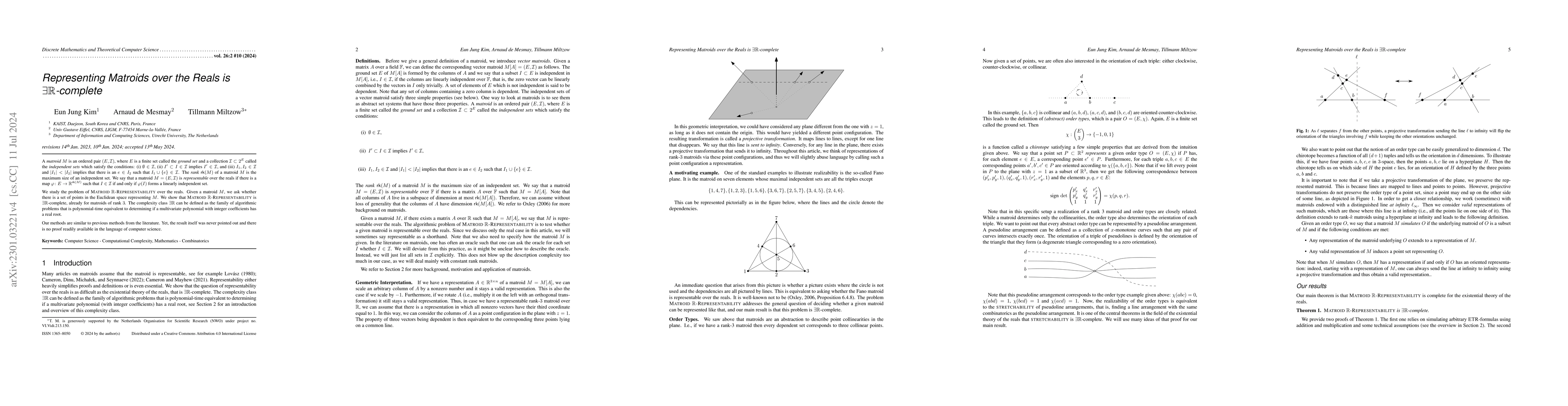 Thumbnail for Representing Matroids over the Reals is $\exists \mathbb R$-complete