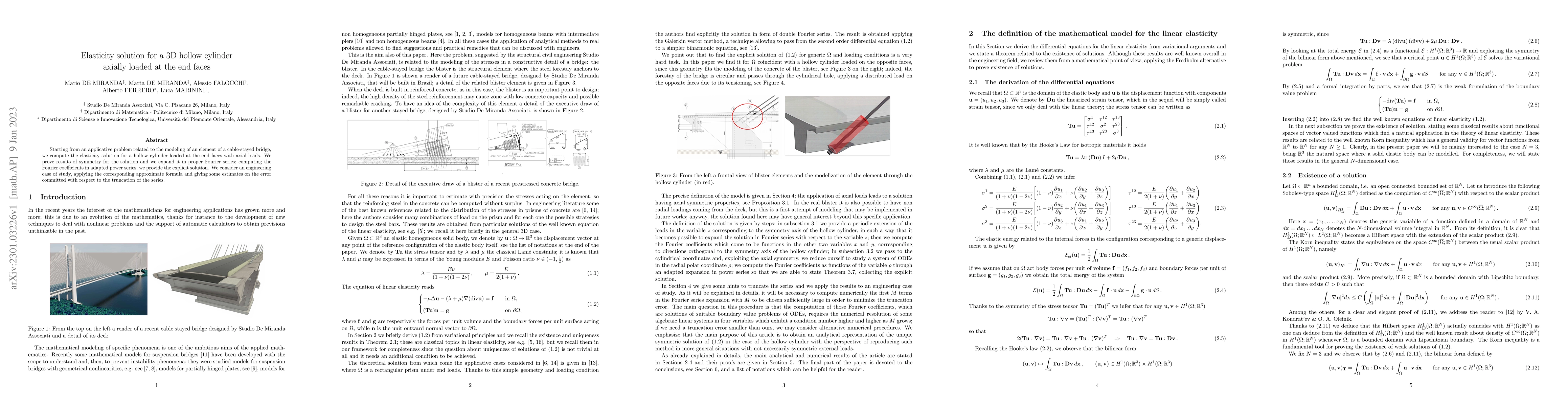 Thumbnail for Elasticity solution for a 3D hollow cylinder axially loaded at the end
  faces