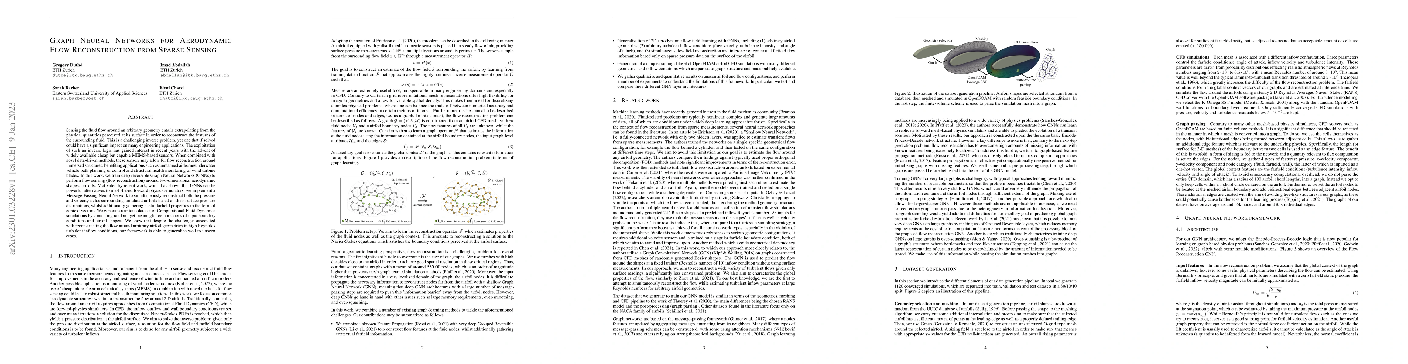 Thumbnail for Graph Neural Networks for Aerodynamic Flow Reconstruction from Sparse
  Sensing