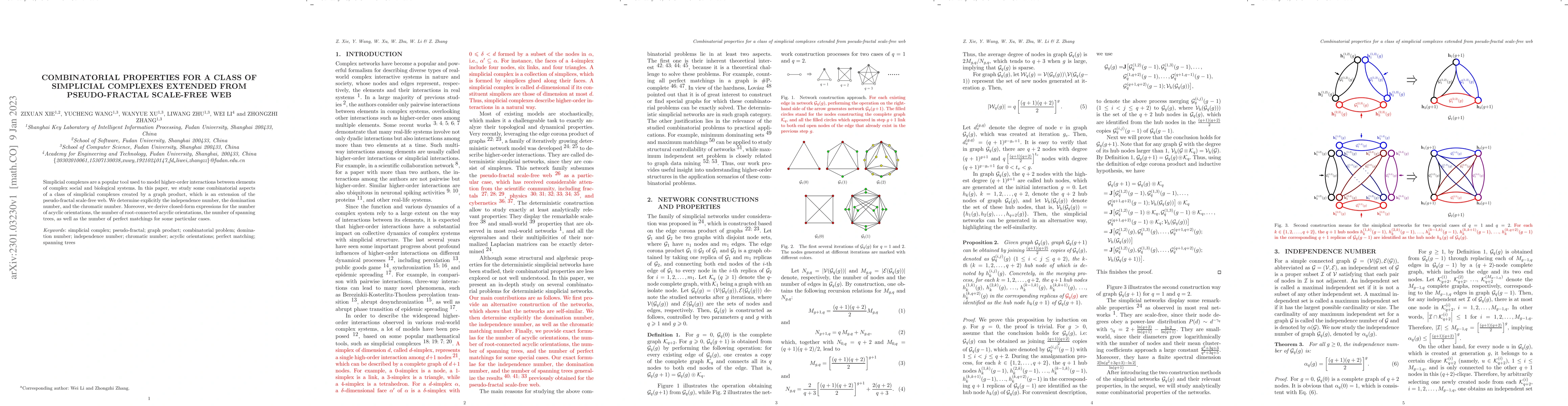 Thumbnail for Combinatorial Properties for a Class of Simplicial Complexes Extended
  from Pseudo-fractal Scale-free Web