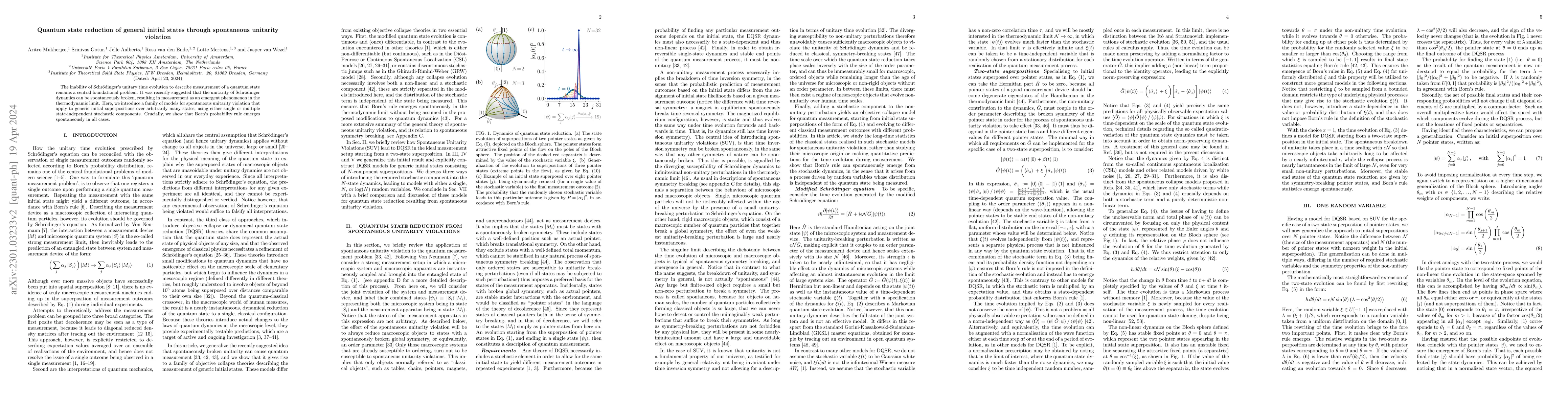 Thumbnail for Quantum state reduction of general initial states through spontaneous
  unitarity violation