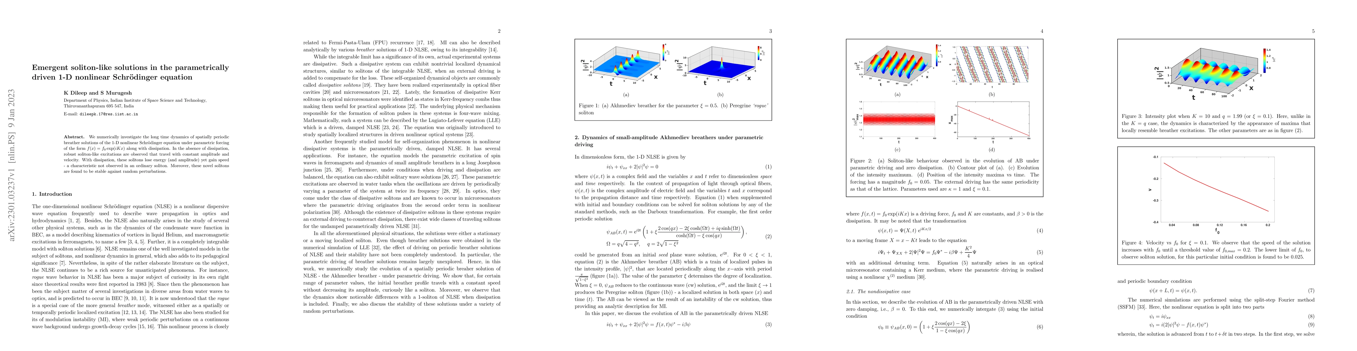 Thumbnail for Emergent soliton-like solutions in the parametrically driven 1-D
  nonlinear Schr\"odinger equation