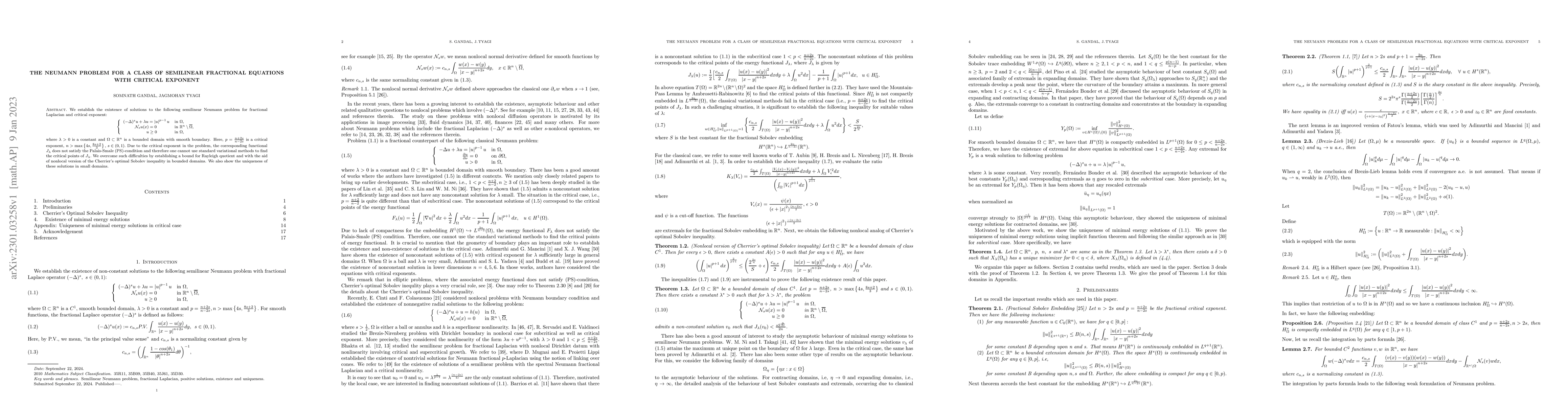 Thumbnail for The Neumann problem for a class of semilinear fractional equations with
  critical exponent