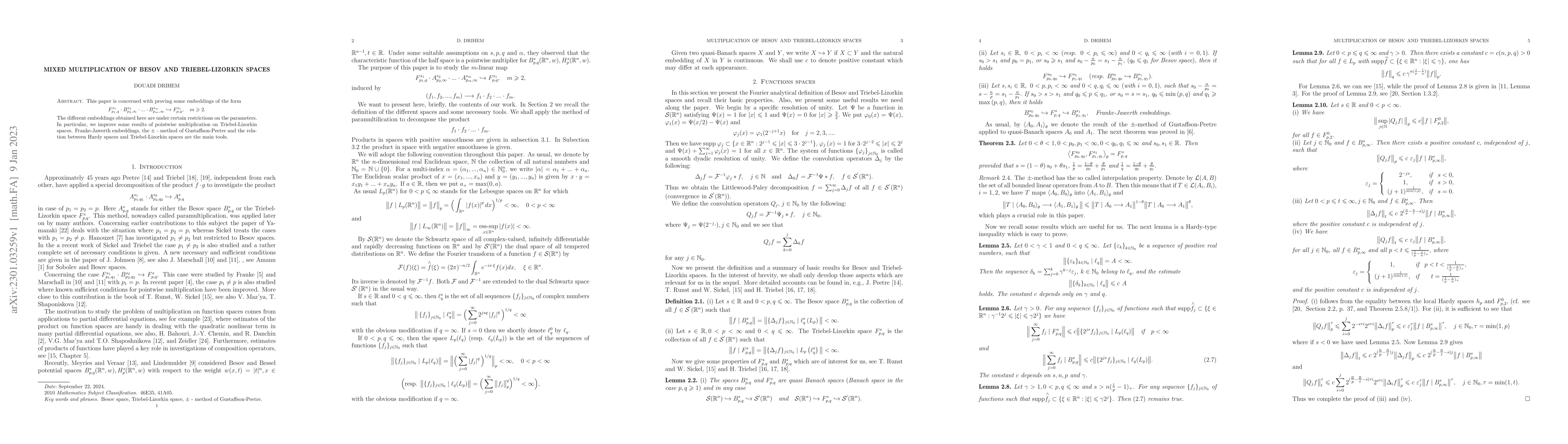 Thumbnail for Mixed multiplication of Besov and Triebel-Lizorkin spaces