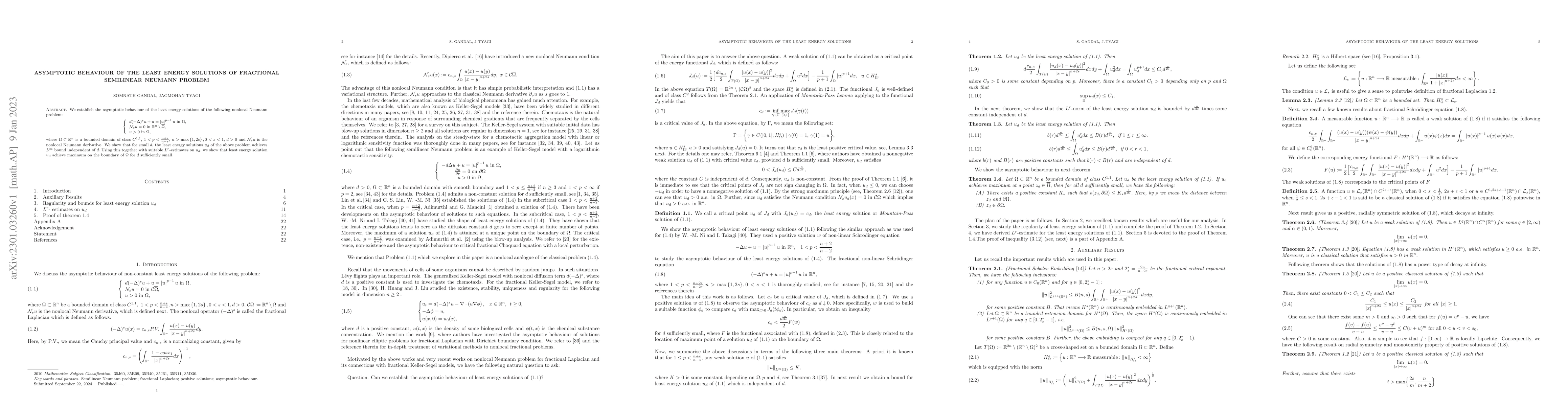 Thumbnail for Asymptotic behaviour of the least energy solutions of fractional
  semilinear Neumann problem