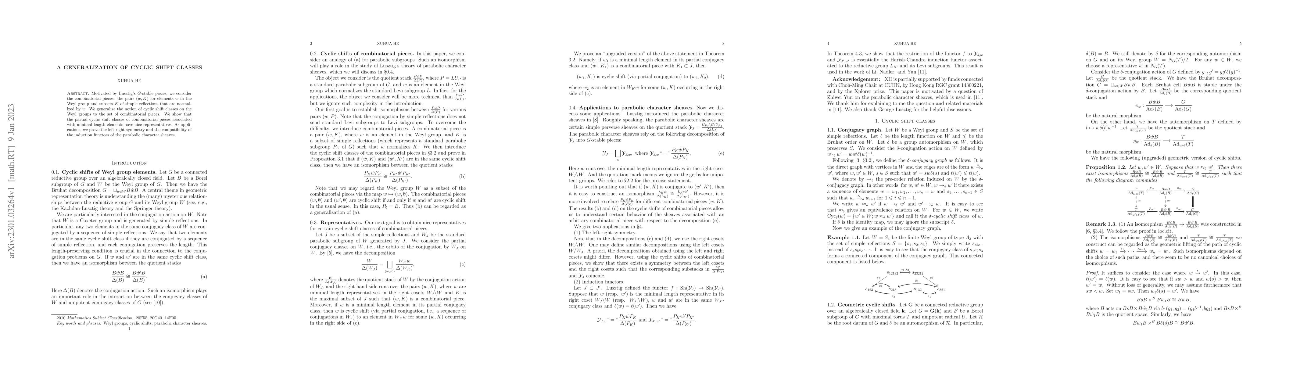 Thumbnail for A generalization of cyclic shift classes