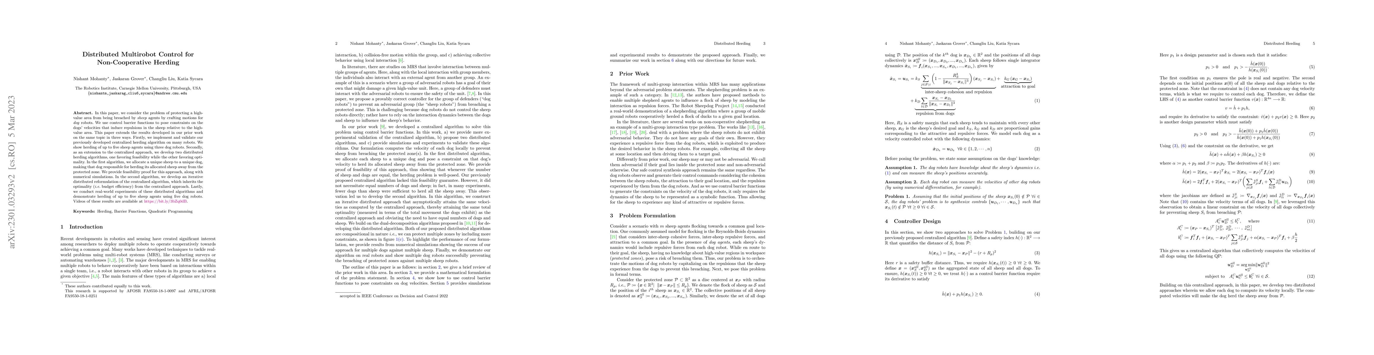 Thumbnail for Distributed Multirobot Control for Non-Cooperative Herding