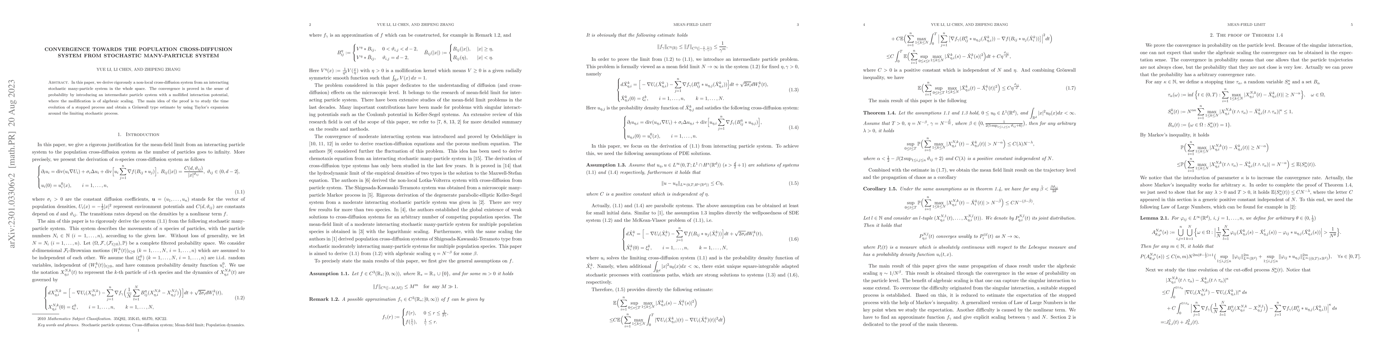 Thumbnail for Convergence towards the population cross-diffusion system from
  stochastic many-particle system
