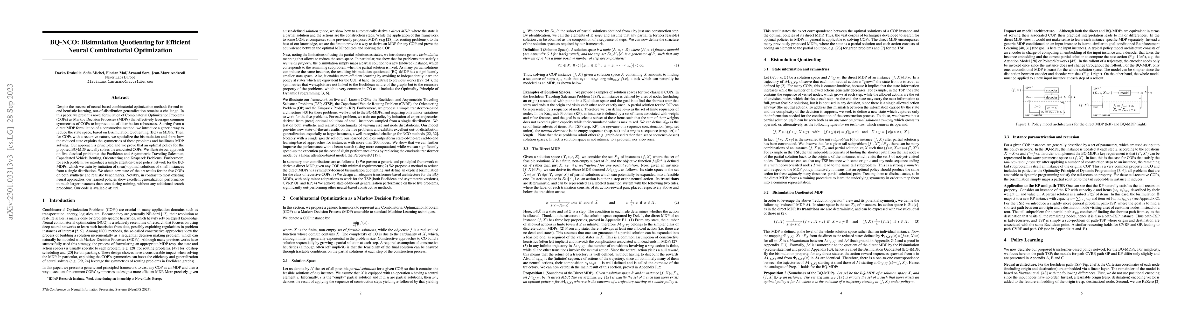 Thumbnail for BQ-NCO: Bisimulation Quotienting for Efficient Neural Combinatorial
  Optimization