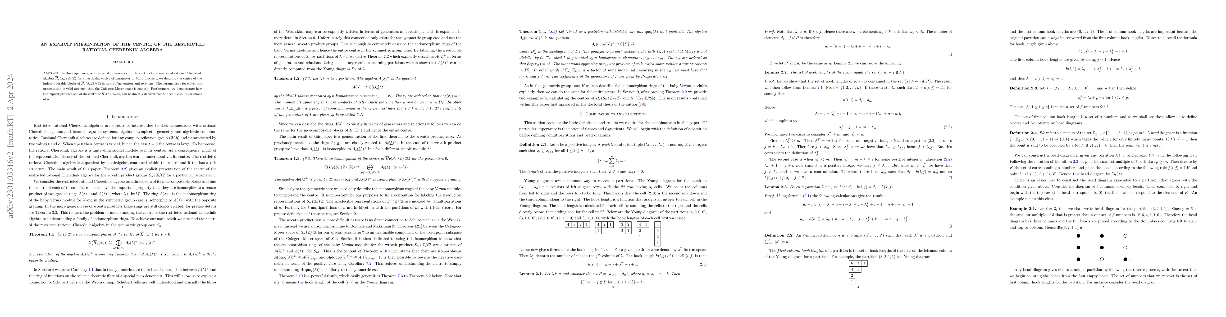 Thumbnail for An explicit presentation of the centre of the restricted rational
  Cherednik algebra