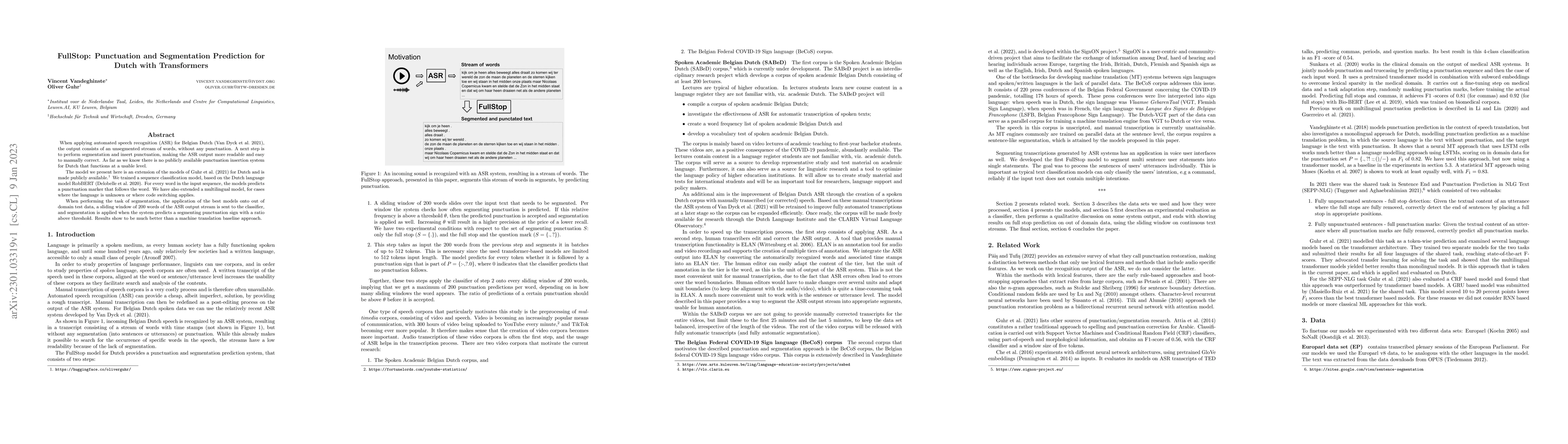 Thumbnail for FullStop:Punctuation and Segmentation Prediction for Dutch with
  Transformers