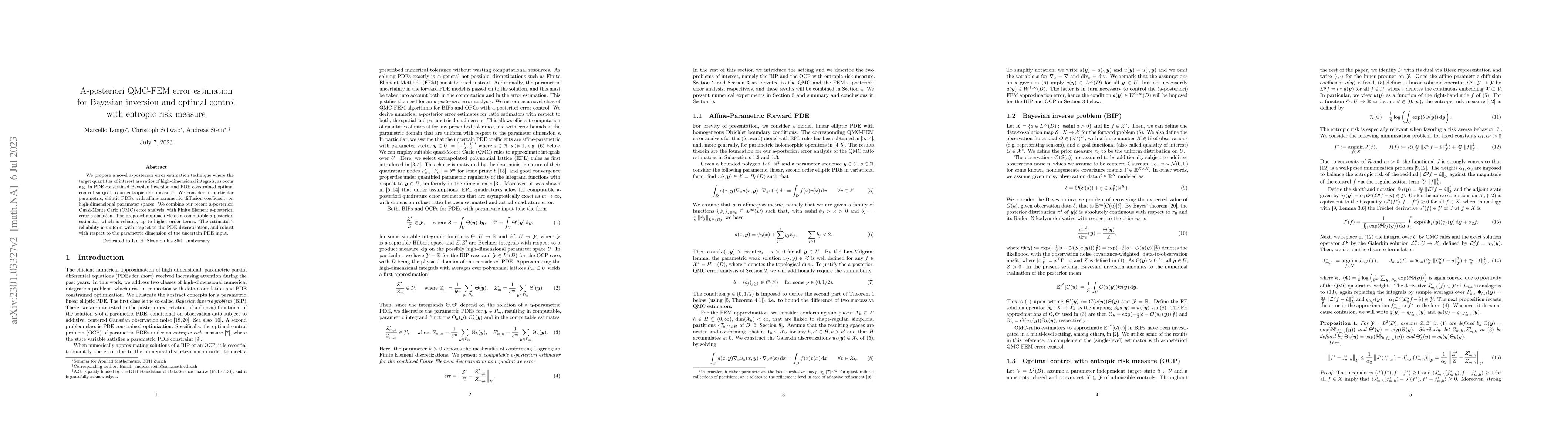 Thumbnail for A-posteriori QMC-FEM error estimation for Bayesian inversion and optimal
  control with entropic risk measure