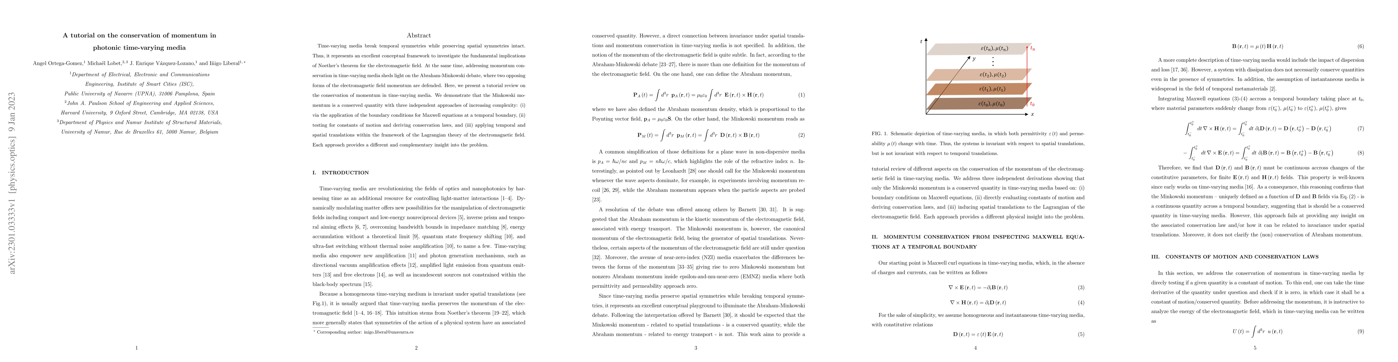 Thumbnail for A tutorial on the conservation of momentum in photonic time-varying
  media