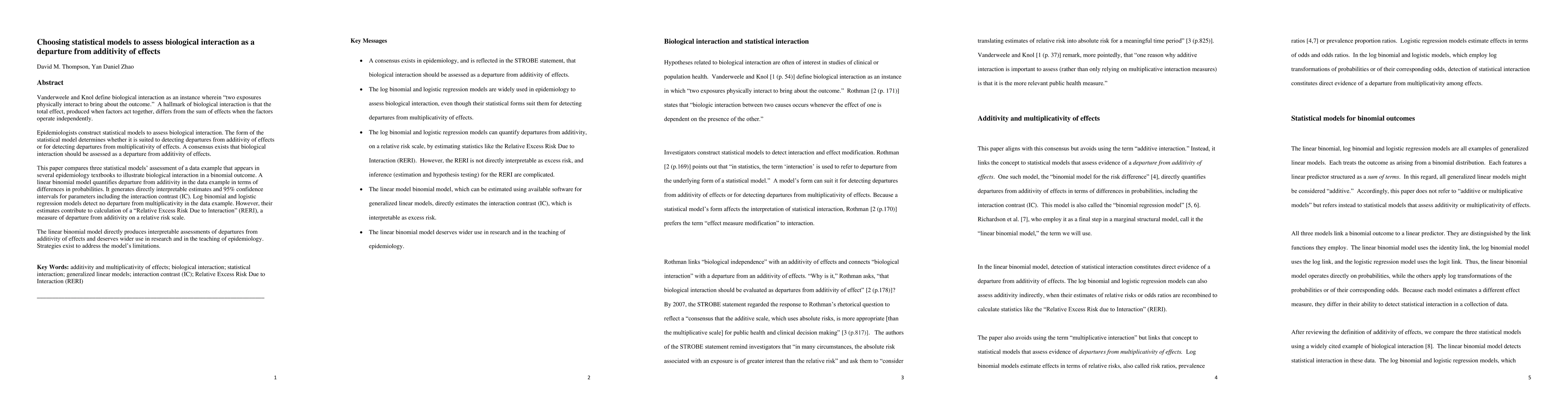 Thumbnail for Choosing statistical models to assess biological interaction as a
  departure from additivity of effects