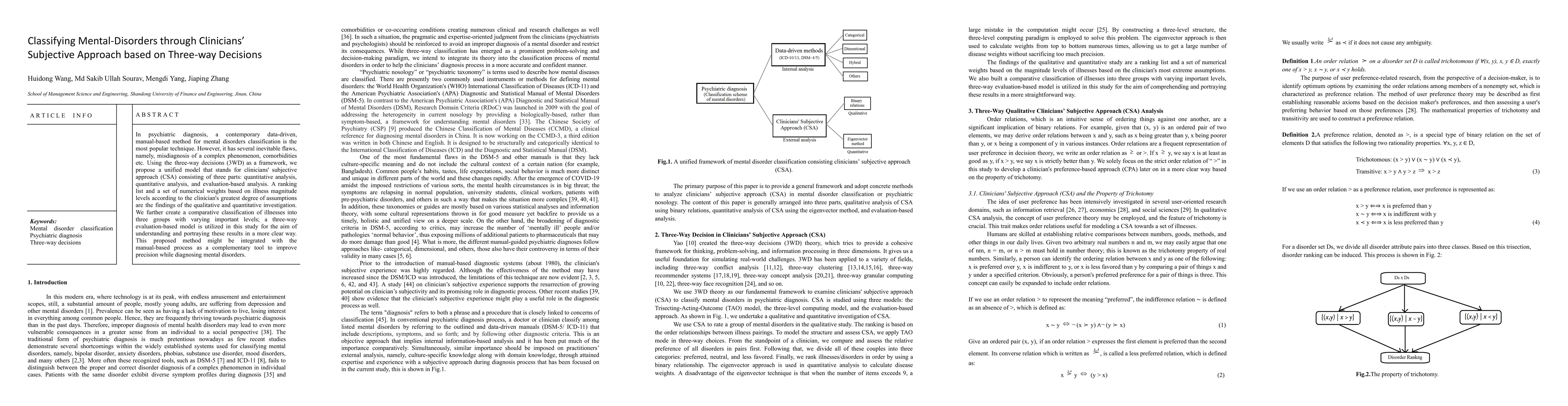 Thumbnail for Classifying Mental-Disorders through Clinicians Subjective Approach
  based on Three-way Decision