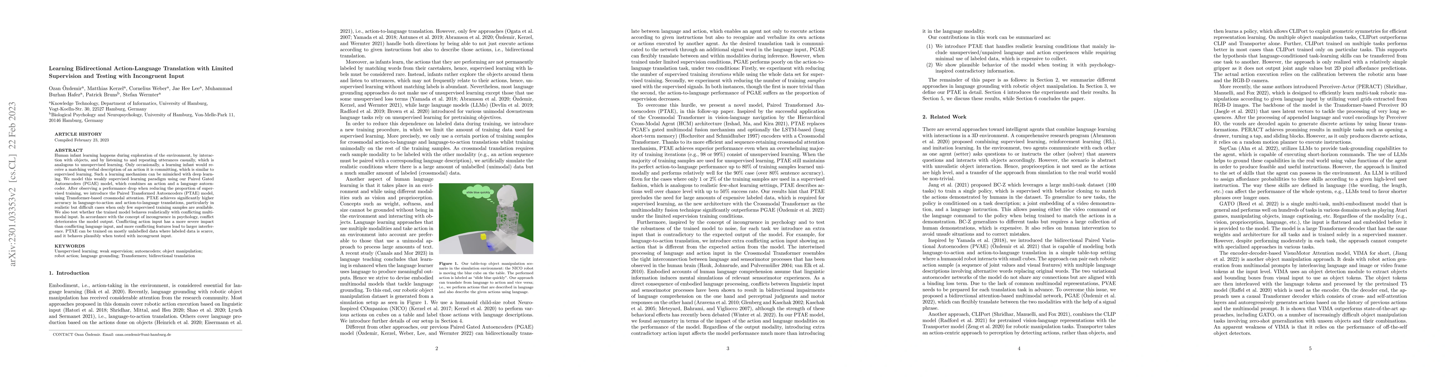 Thumbnail for Learning Bidirectional Action-Language Translation with Limited
  Supervision and Incongruent Input