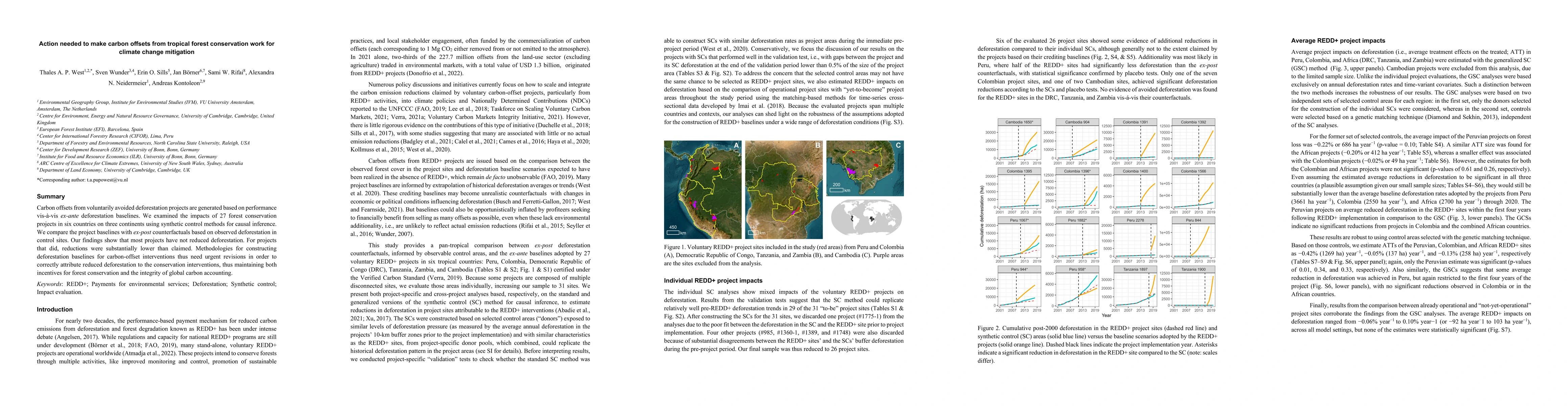 Thumbnail for Action needed to make carbon offsets from tropical forest conservation
  work for climate change mitigation