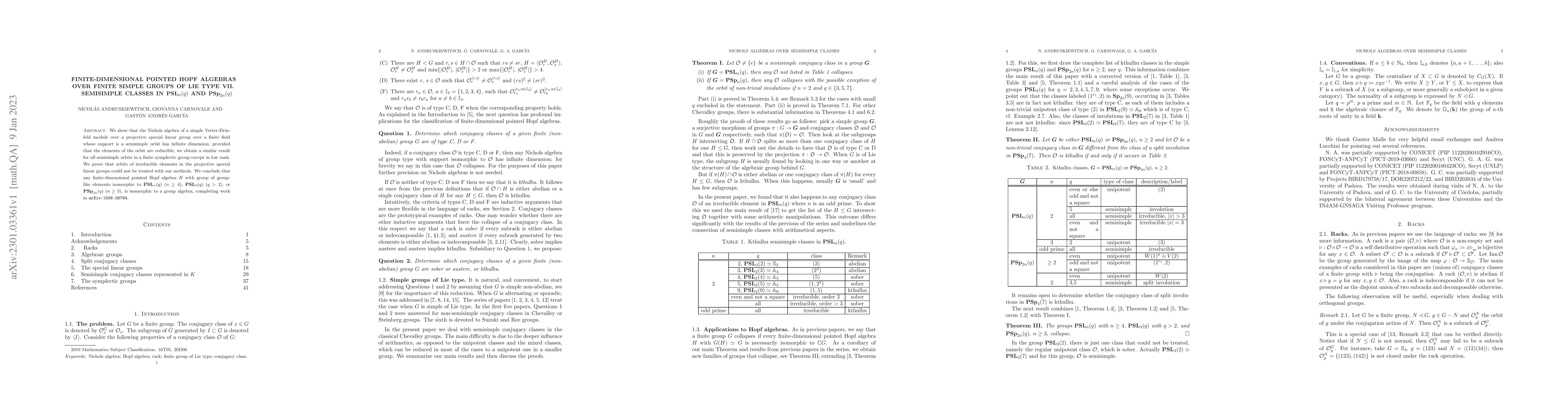 Thumbnail for Finite-dimensional pointed Hopf algebras over finite simple groups of
  Lie type VII. Semisimple classes in PSL(n,q) and PSp(2n,q)