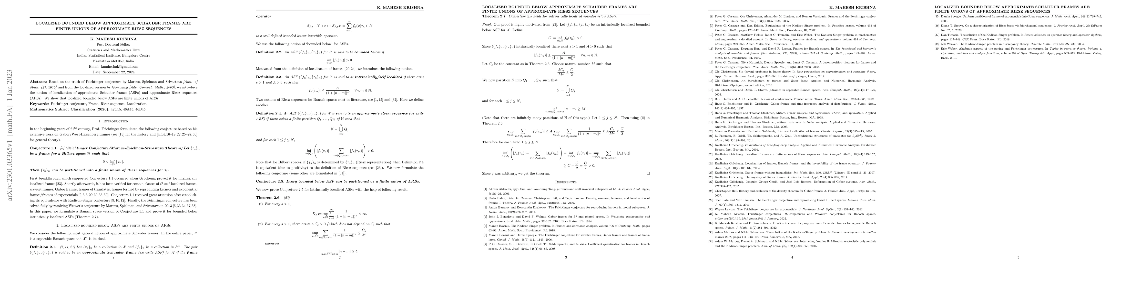 Thumbnail for Localized Bounded Below Approximate Schauder Frames are Finite Unions of
  Approximate Riesz Sequences