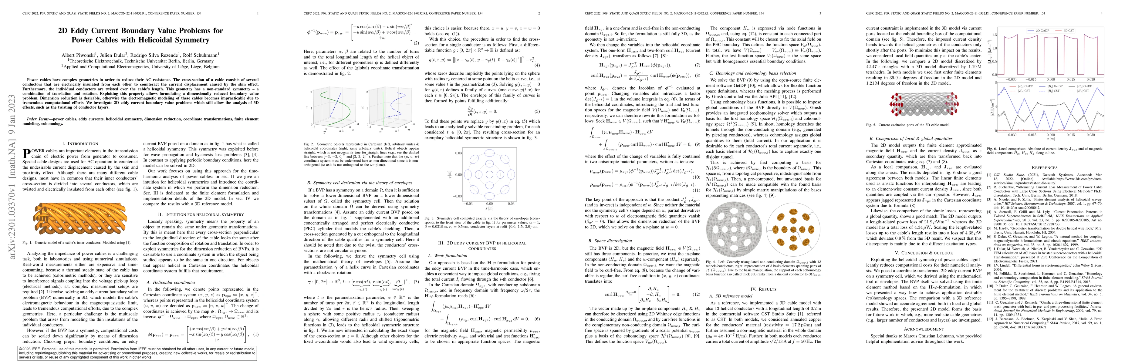 Thumbnail for 2D Eddy Current Boundary Value Problems for Power Cables with Helicoidal
  Symmetry