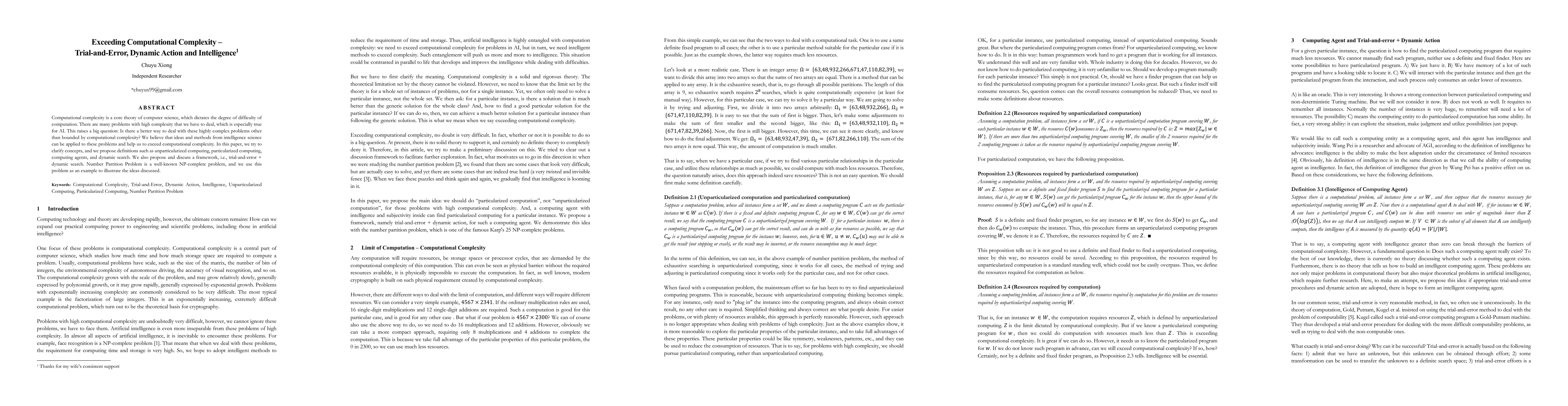Thumbnail for Exceeding Computational Complexity Trial-and-Error Dynamic Action and
  Intelligence