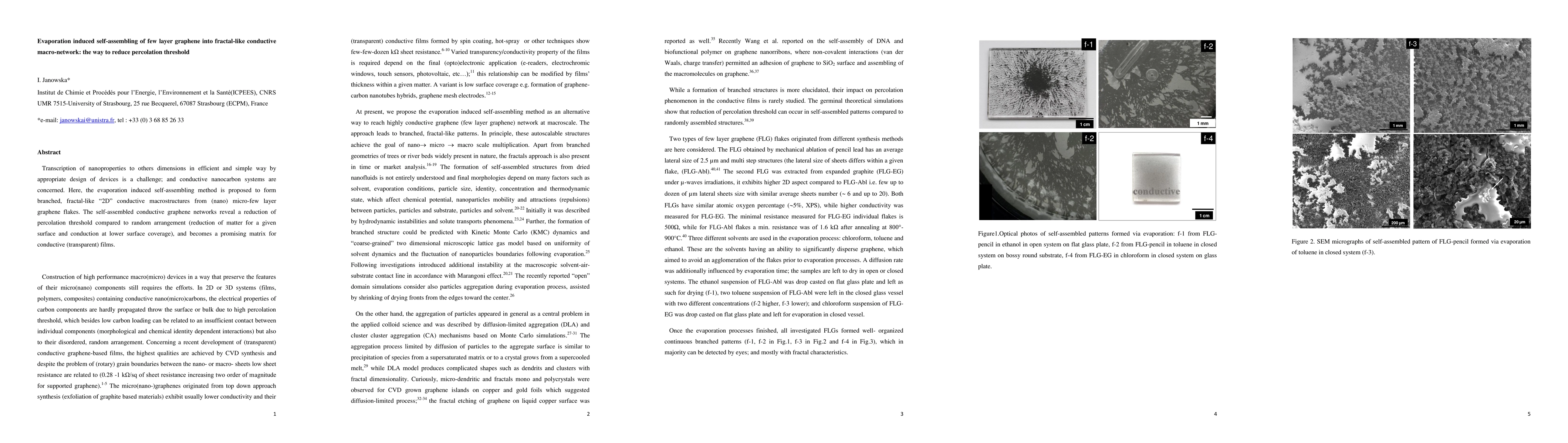 Thumbnail for Evaporation-induced self-assembling of few-layer graphene into a
  fractal-like conductive macro-network with a reduction of percolation
  threshold
