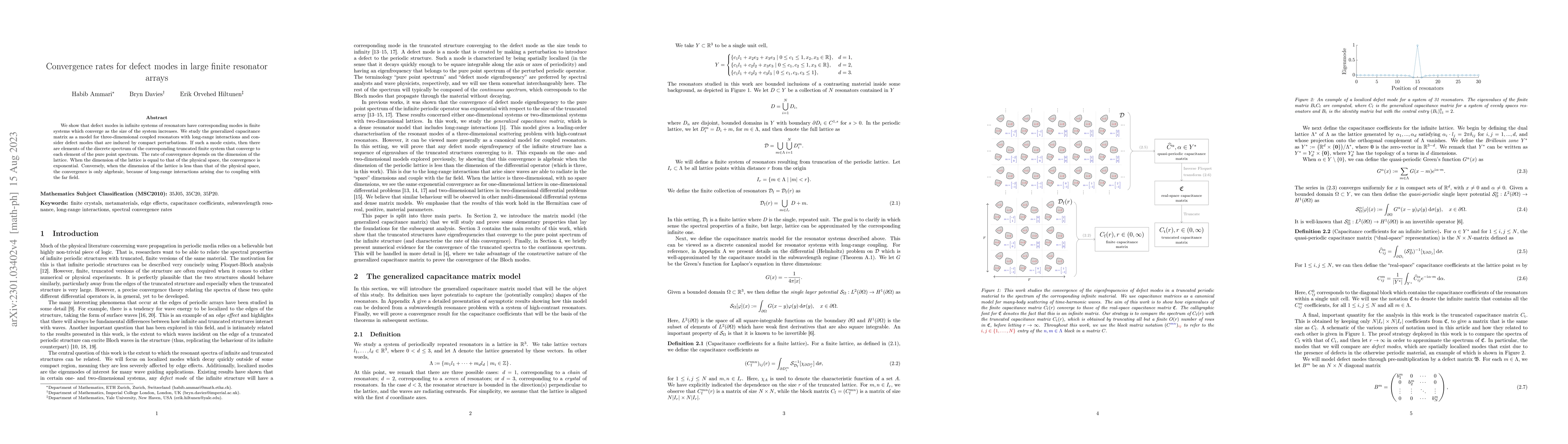 Thumbnail for Convergence rates for defect modes in large finite resonator arrays