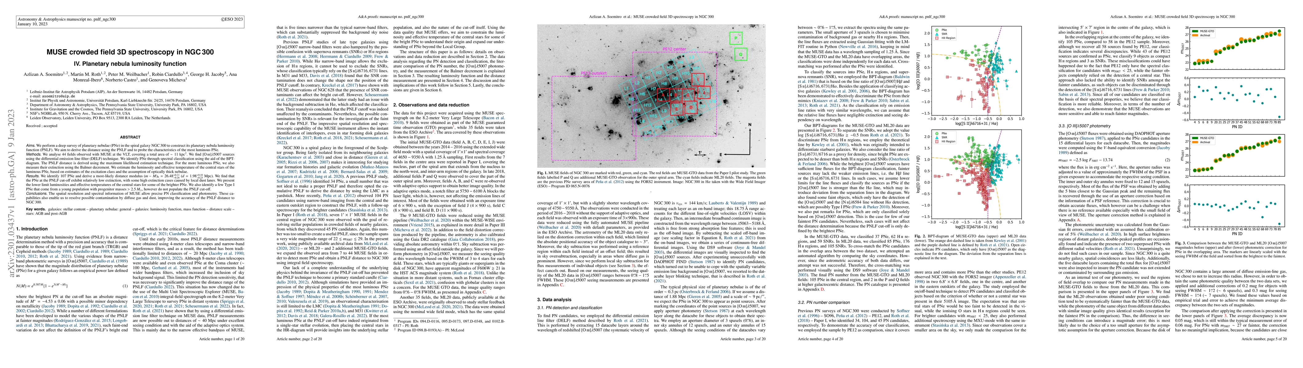 Thumbnail for MUSE crowded field 3D spectroscopy in NGC 300 : IV. Planetary nebula
  luminosity function