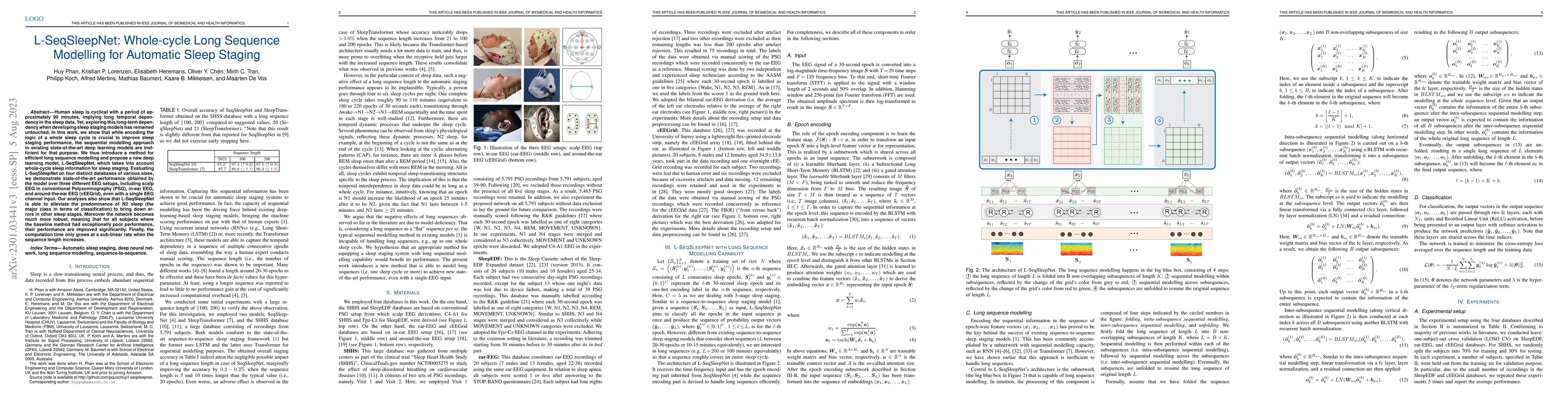 Thumbnail for L-SeqSleepNet: Whole-cycle Long Sequence Modelling for Automatic Sleep
  Staging