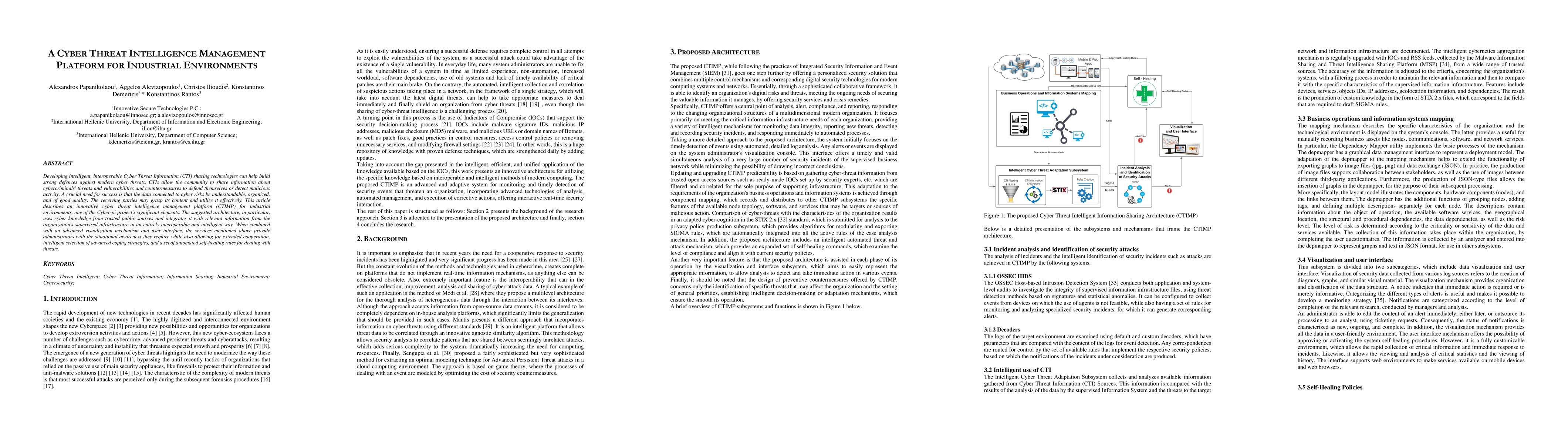 Thumbnail for A Cyber Threat Intelligence Management Platform for Industrial
  Environments