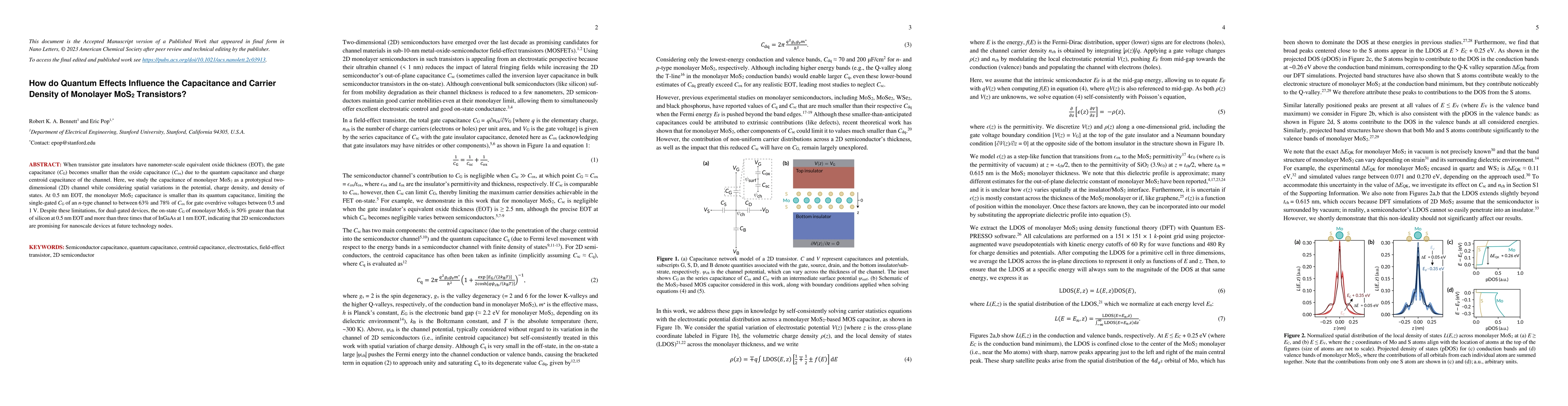 Thumbnail for How do Quantum Effects Influence the Capacitance and Carrier Density of
  Monolayer MoS$_2$ Transistors?