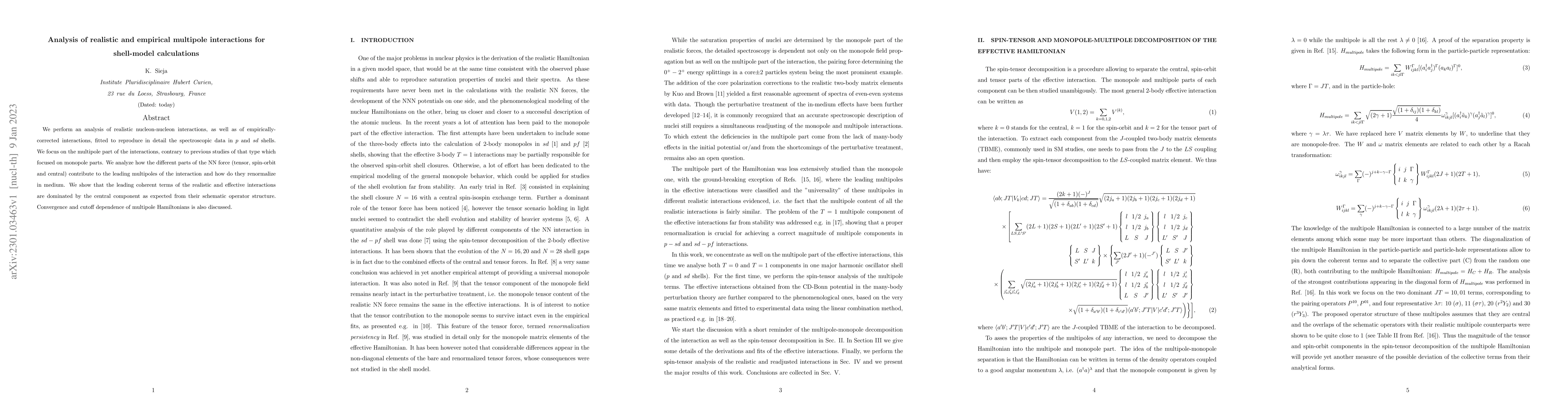 Thumbnail for Analysis of realistic and empirical multipole interactions for
  shell-model calculations