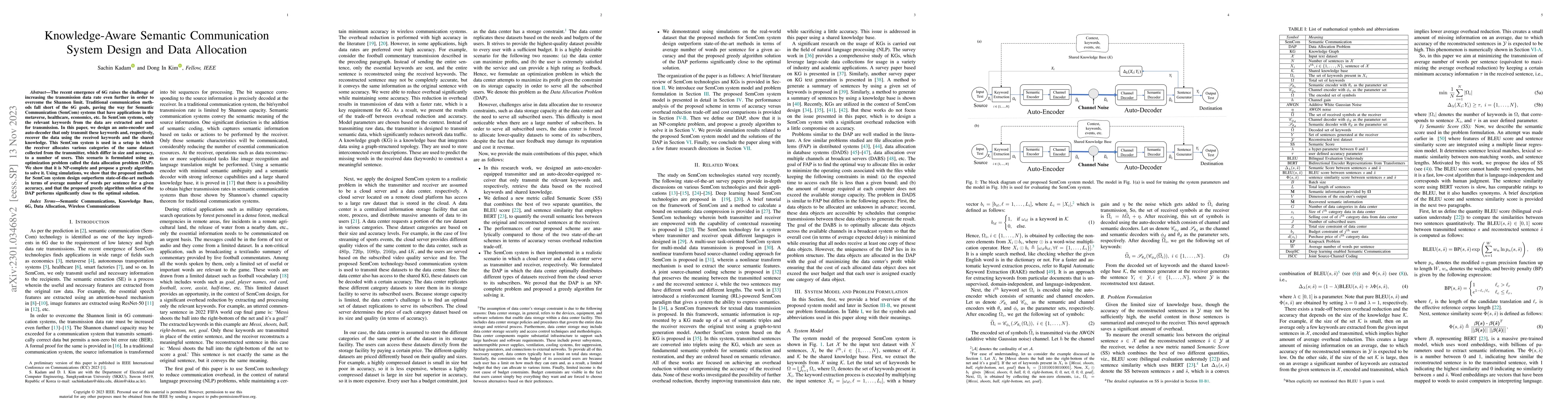 Thumbnail for Knowledge-Aware Semantic Communication System Design and Data Allocation