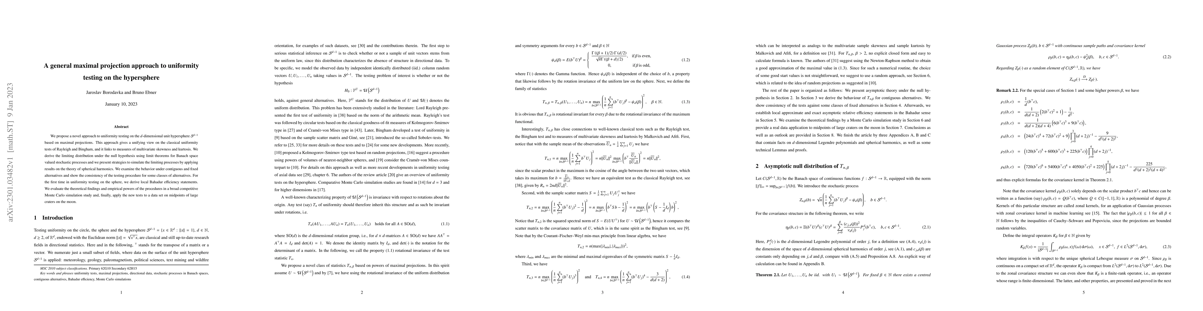 Thumbnail for A general maximal projection approach to uniformity testing on the
  hypersphere