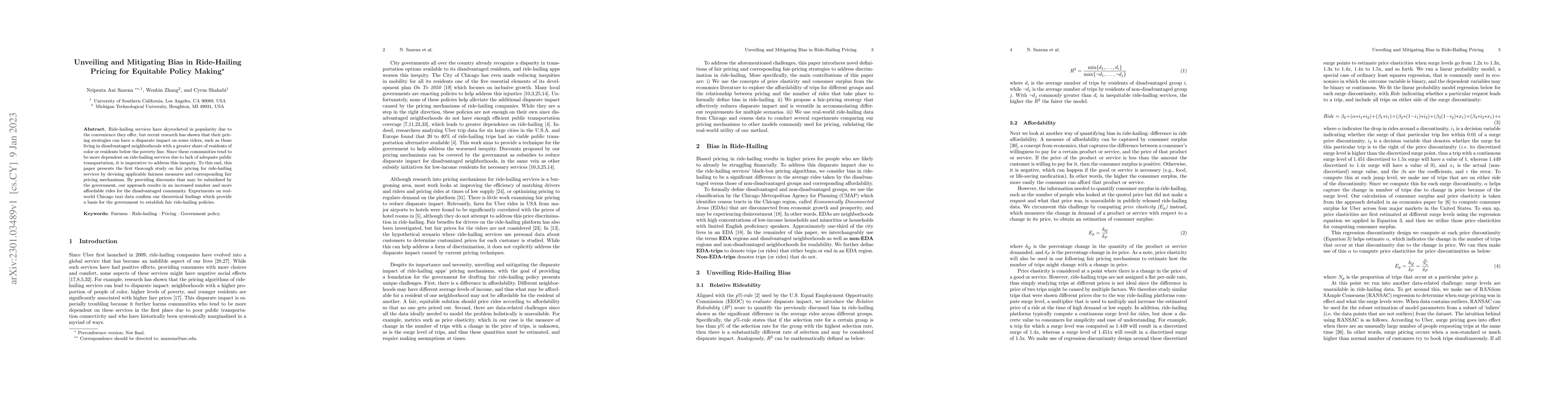 Thumbnail for Unveiling and Mitigating Bias in Ride-Hailing Pricing for Equitable
  Policy Making