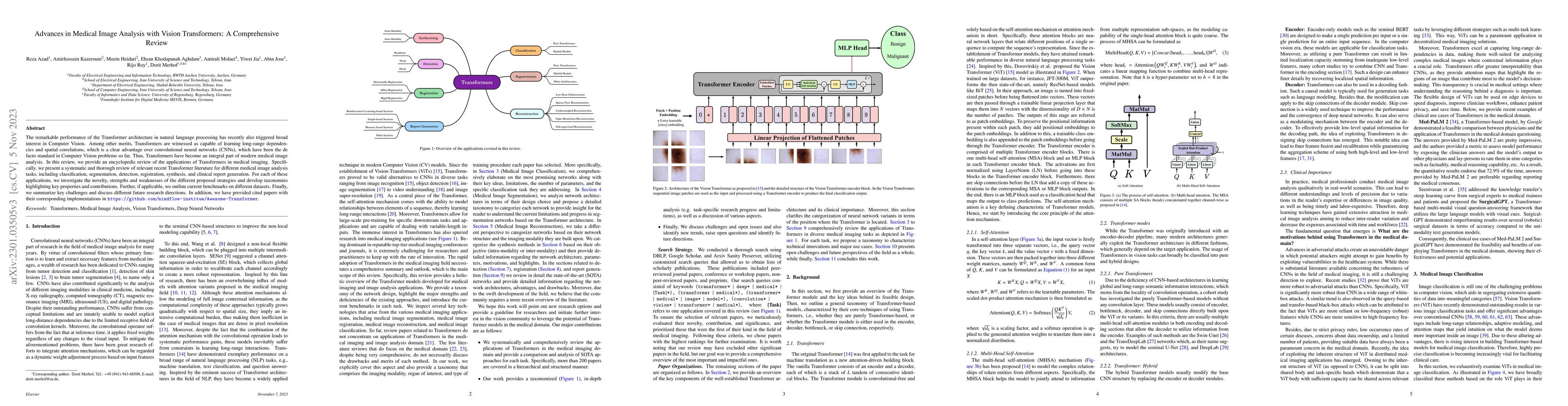Thumbnail for Advances in Medical Image Analysis with Vision Transformers: A
  Comprehensive Review