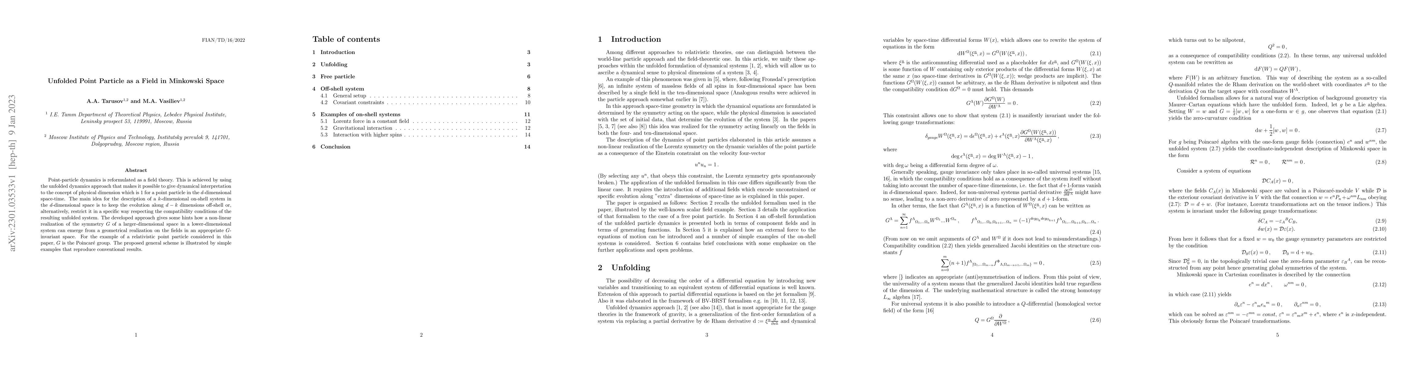 Thumbnail for Unfolded Point Particle as a Field in Minkowski Space