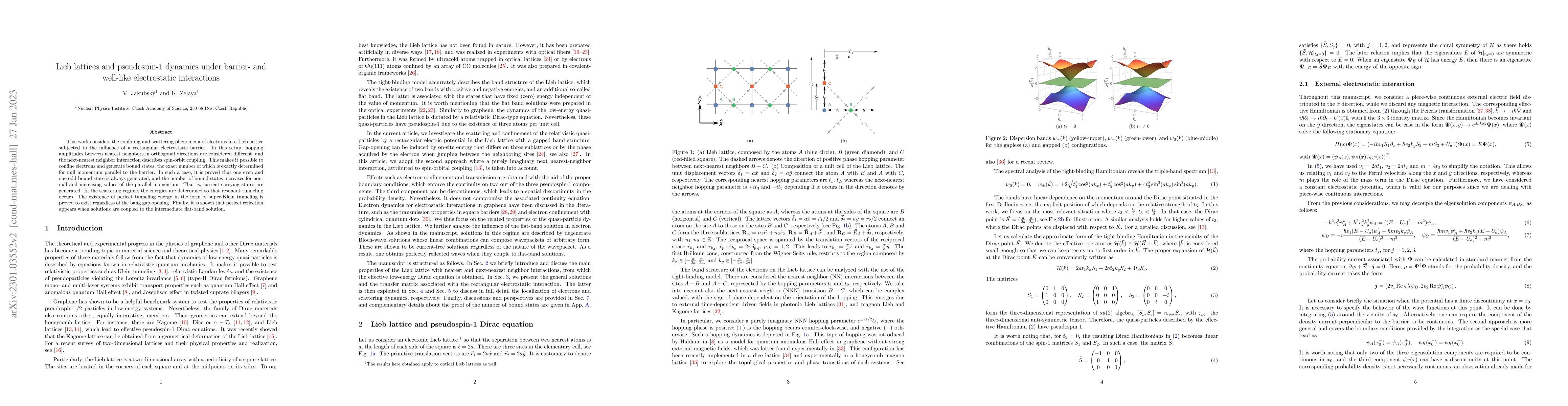 Thumbnail for Lieb lattices and pseudospin-1 dynamics under barrier- and well-like
  electrostatic interactions