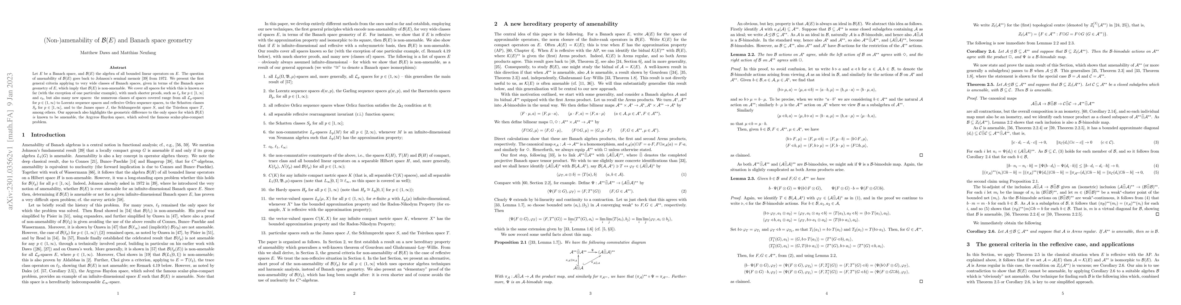 Thumbnail for (Non-)amenability of $\mathcal B(E)$ and Banach space geometry