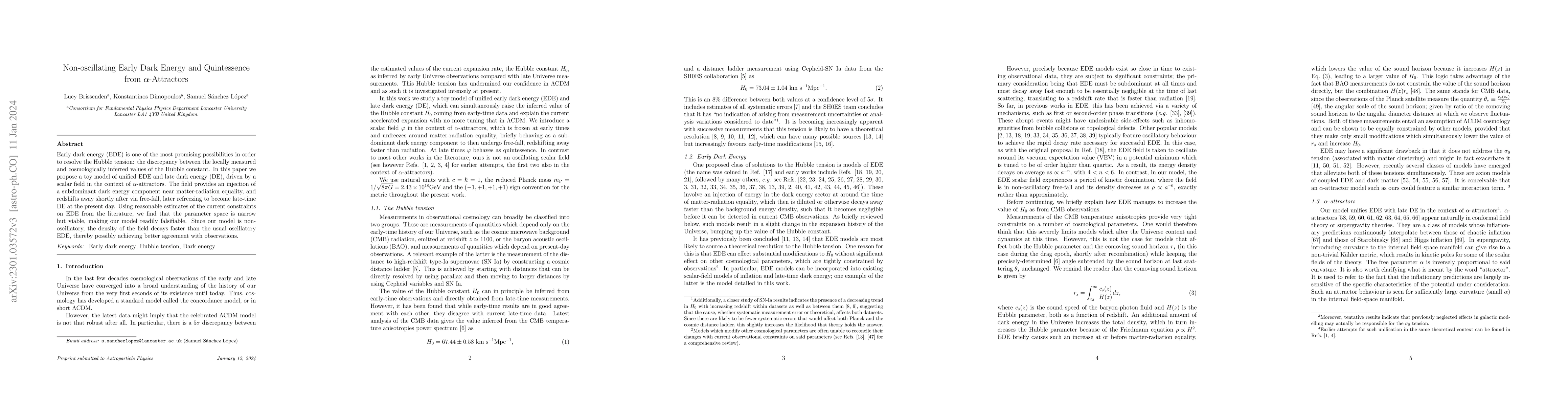 Thumbnail for Non-oscillating Early Dark Energy and Quintessence from Alpha-Attractors