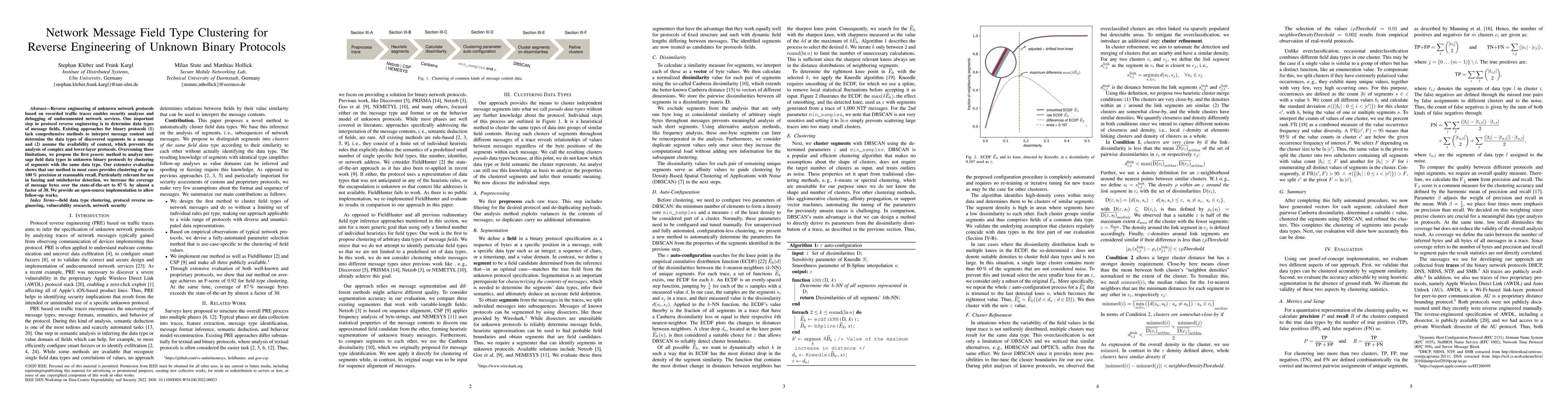 Thumbnail for Network Message Field Type Classification and Recognition for Unknown
  Binary Protocols
