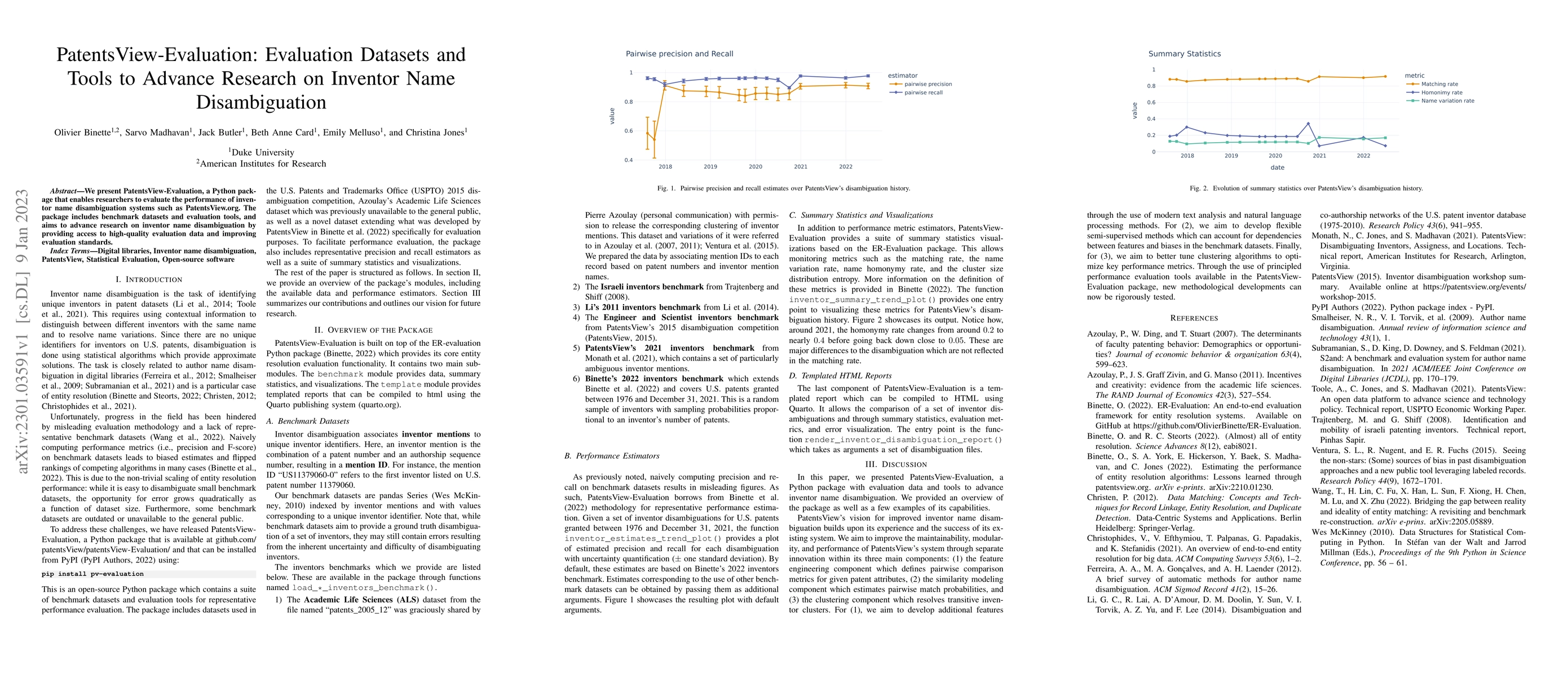 Thumbnail for PatentsView-Evaluation: Evaluation Datasets and Tools to Advance
  Research on Inventor Name Disambiguation
