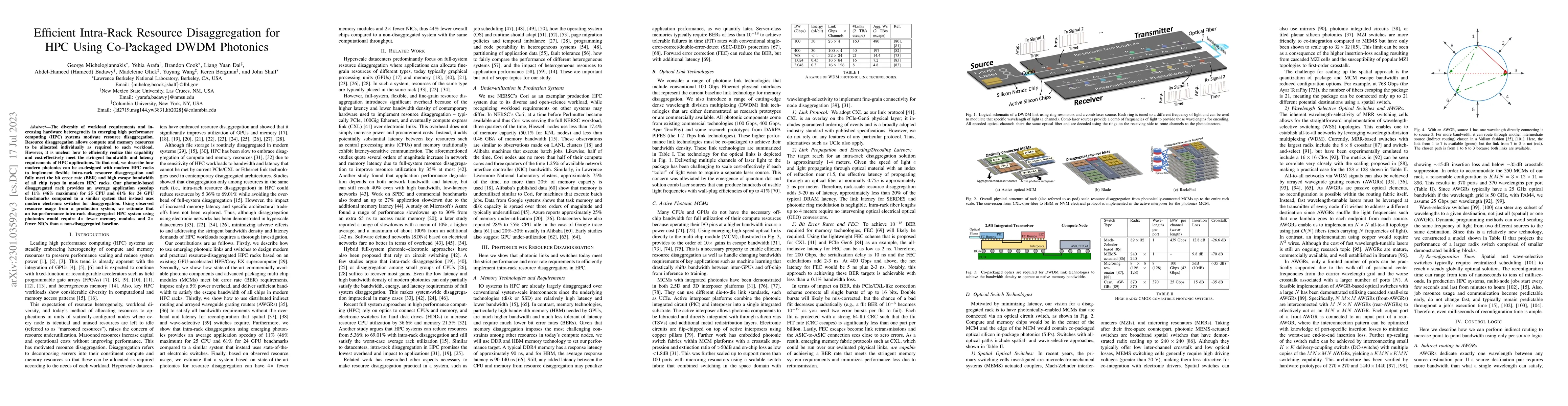 Thumbnail for Efficient Intra-Rack Resource Disaggregation for HPC Using Co-Packaged
  DWDM Photonics