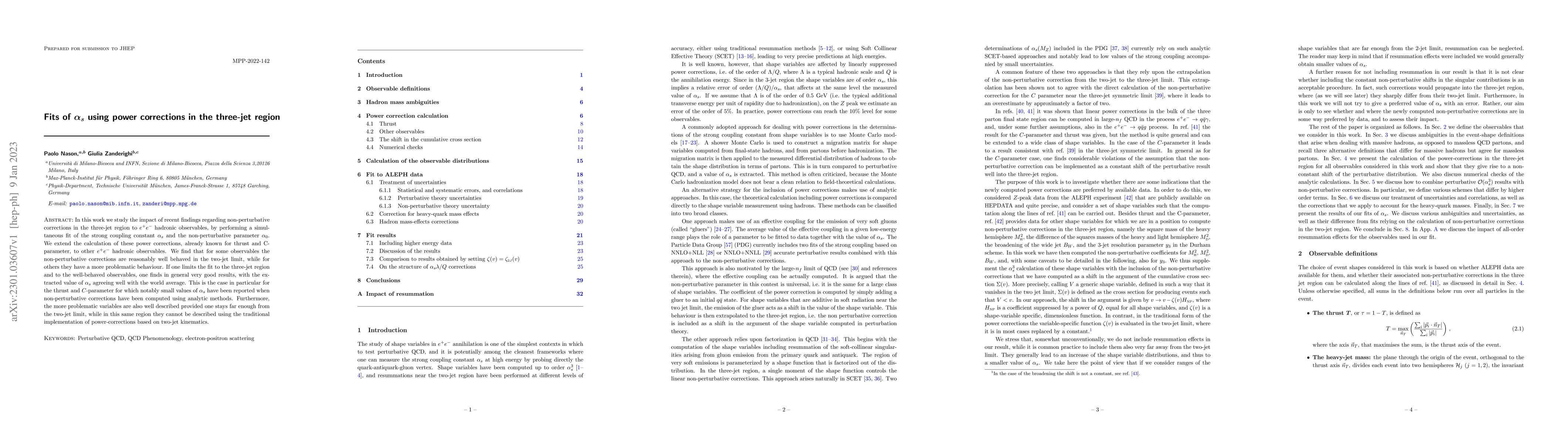 Thumbnail for Fits of $\alpha_s$ using power corrections in the three-jet region