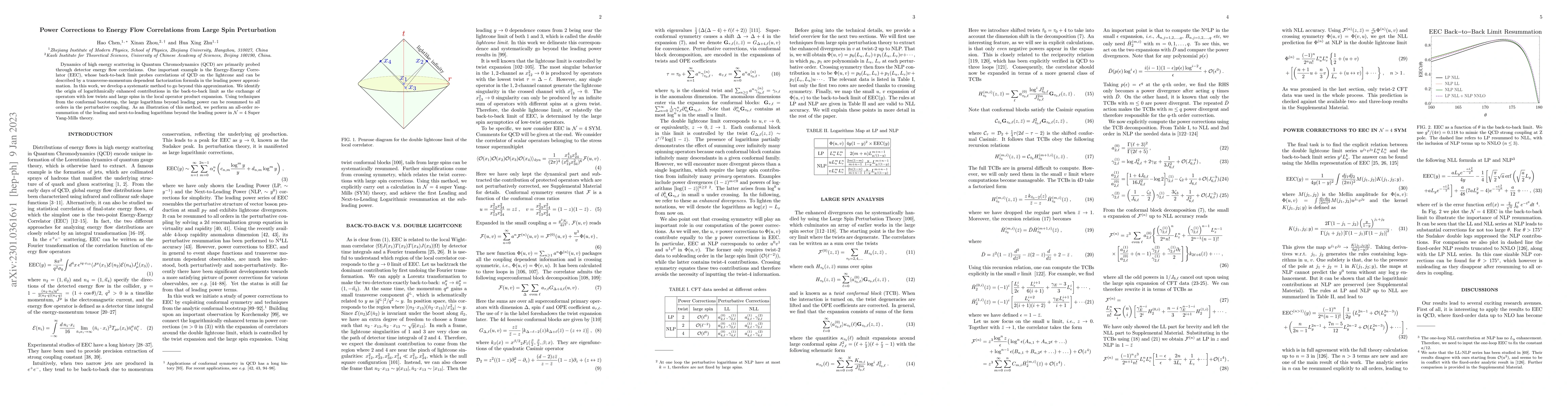 Thumbnail for Power Corrections to Energy Flow Correlations from Large Spin
  Perturbation