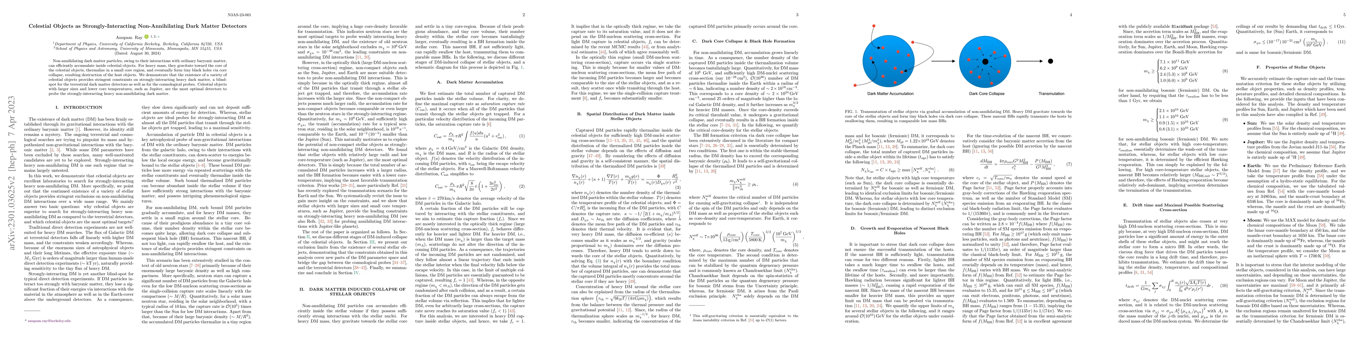 Thumbnail for Celestial Objects as Strongly-Interacting Non-Annihilating Dark Matter
  Detectors