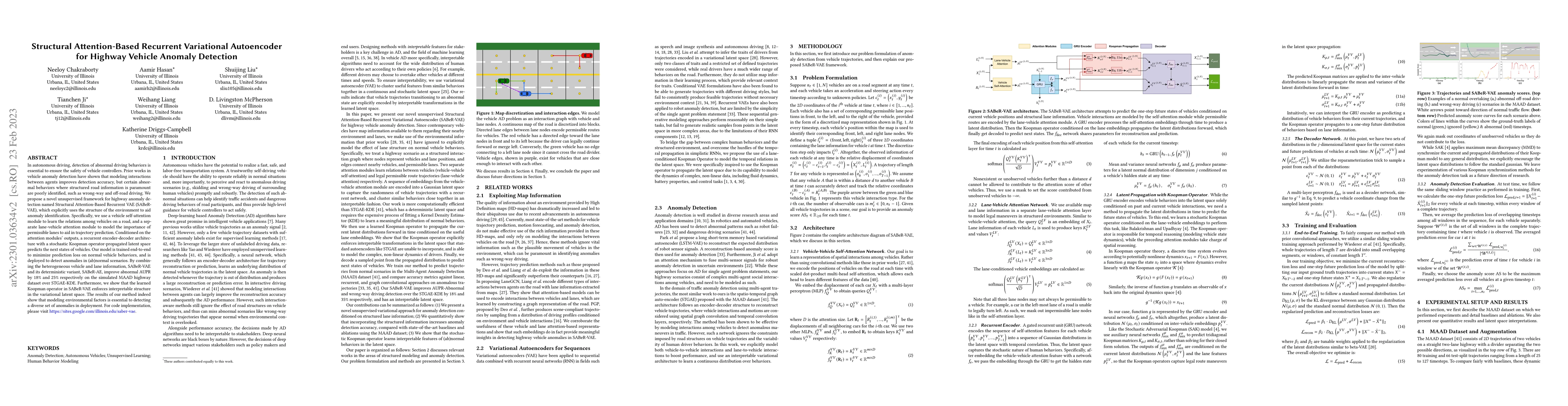 Thumbnail for Structural Attention-Based Recurrent Variational Autoencoder for Highway
  Vehicle Anomaly Detection