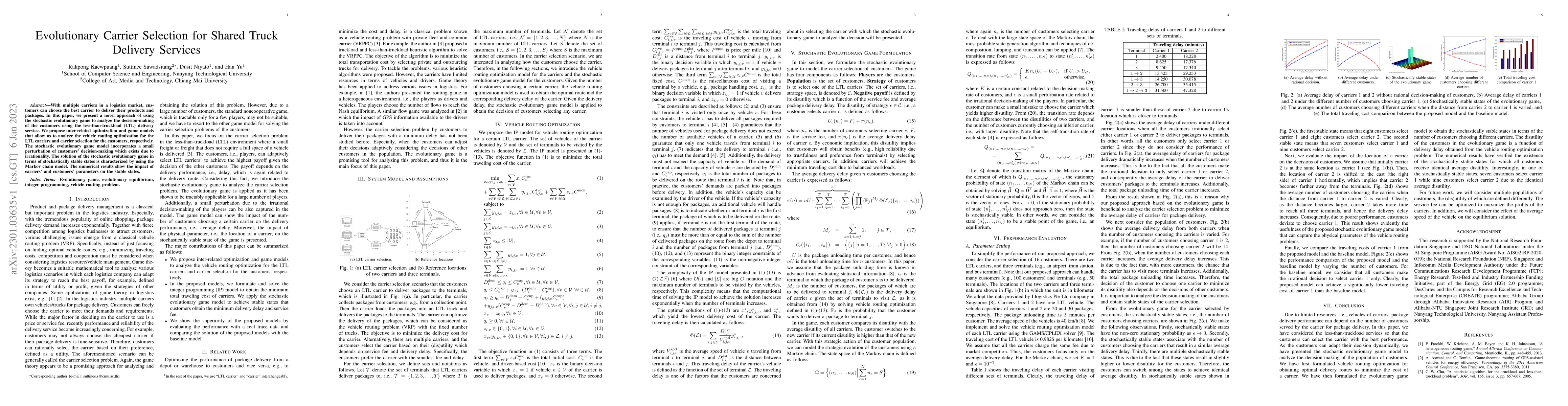 Thumbnail for Evolutionary Carrier Selection for Shared Truck Delivery Services
